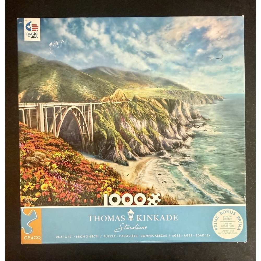 Thomas Kinkade Studios Big Sur Ceaco 1000 Piece Puzzle w/Poster